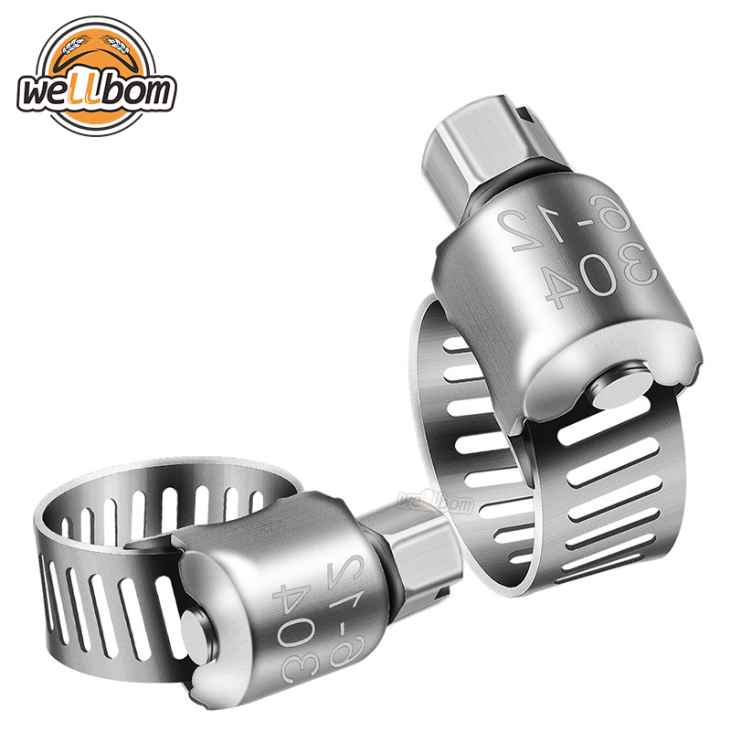 Hose Clamp Stainless Steel Clamps Worm-Gear Hose Clamp, Tube Fasterner 6-12mm Spring Clip